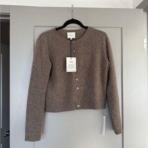 NWT Reformation Clara Cashmere Crew Cardigan in “Cocoa” - Size S